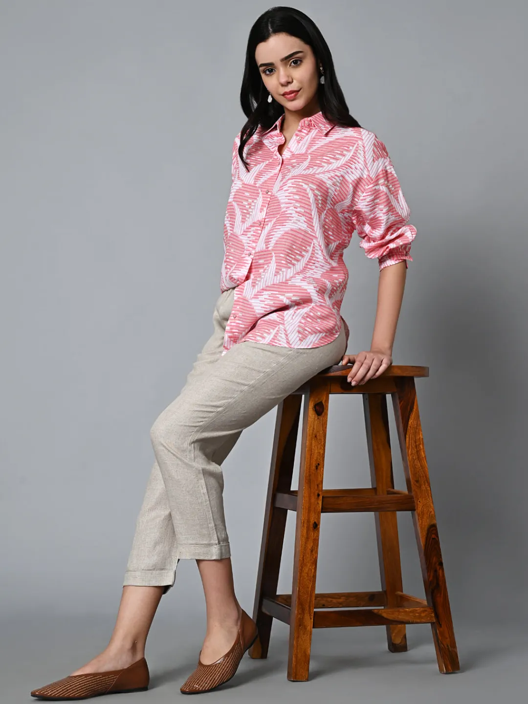 Women Cottonworld Tops & Shirts | Tops & Shirts^Women's Lyocell Linen Boxy Fit Blouse