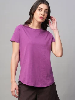 Women Cottonworld Round Neck | Regular Fit^Women's 100% Cotton Regular Fit Tshirt
