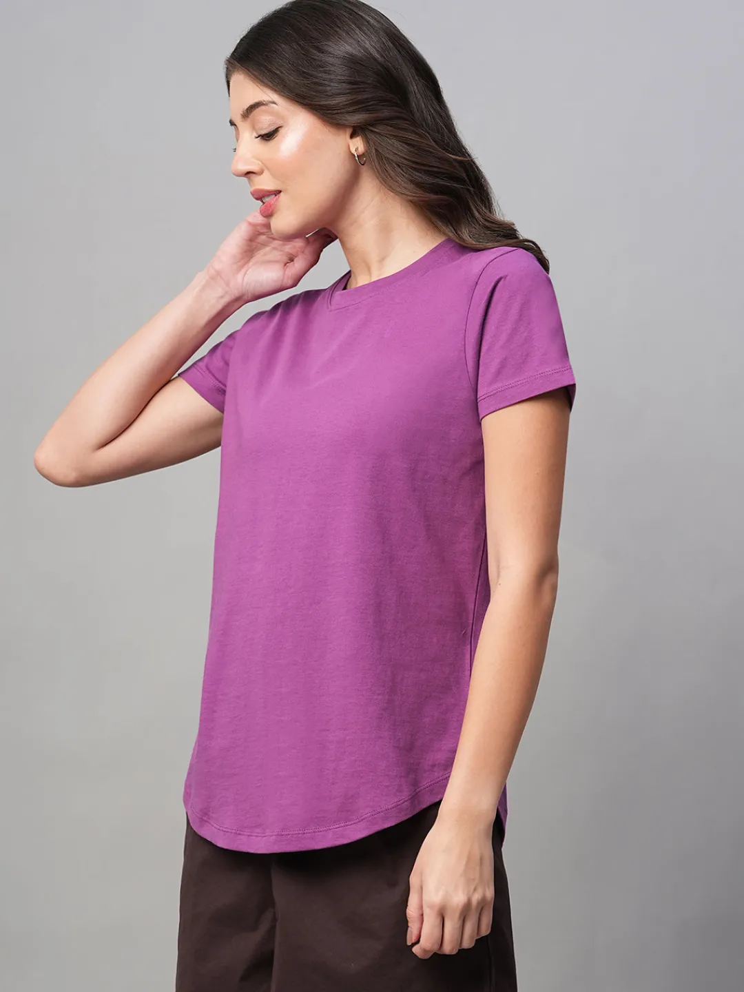 Women Cottonworld Round Neck | Regular Fit^Women's 100% Cotton Regular Fit Tshirt