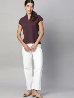 Women Cottonworld V-Neck^Women's Cotton Elastane Slim Fit Tshirt