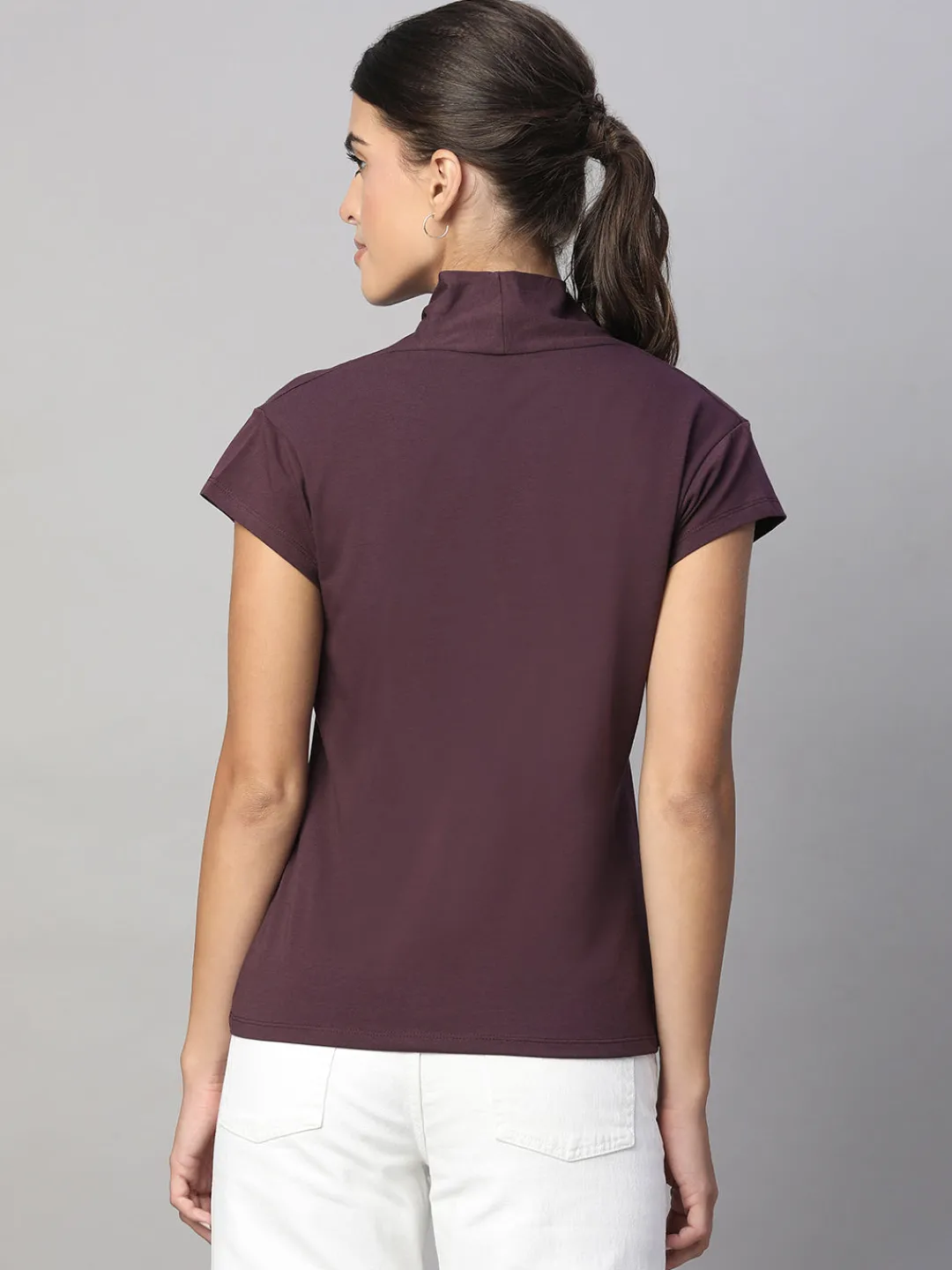 Women Cottonworld V-Neck^Women's Cotton Elastane Slim Fit Tshirt