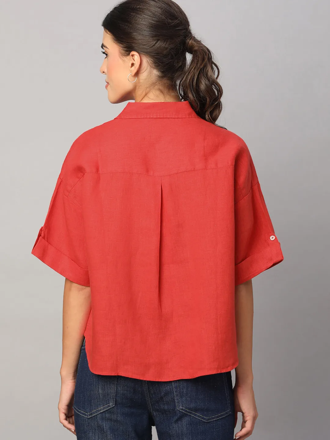 Women Cottonworld Tops & Shirts | Tops & Shirts^Women's 100% Linen Boxy Fit Blouse