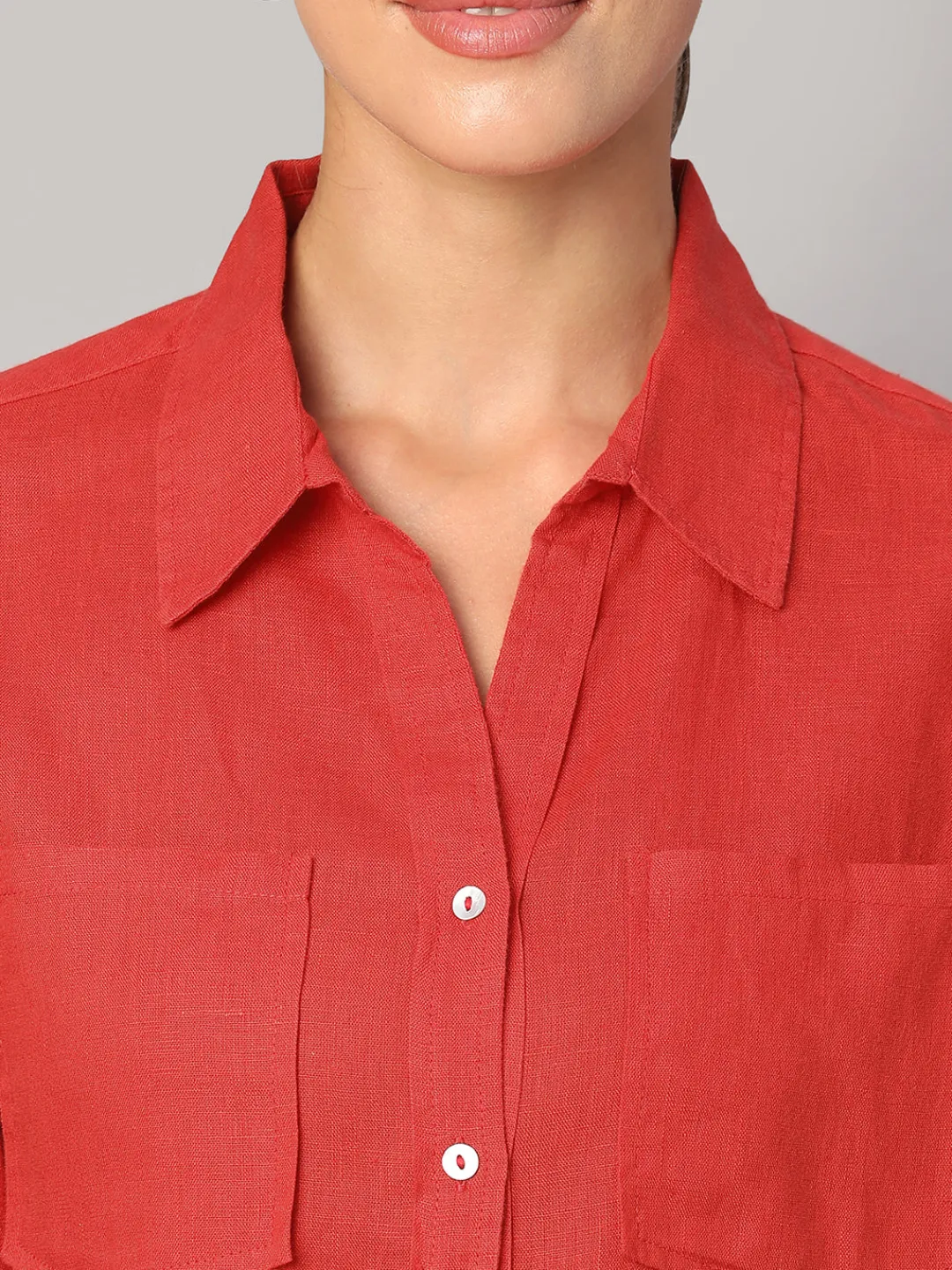 Women Cottonworld Tops & Shirts | Tops & Shirts^Women's 100% Linen Boxy Fit Blouse