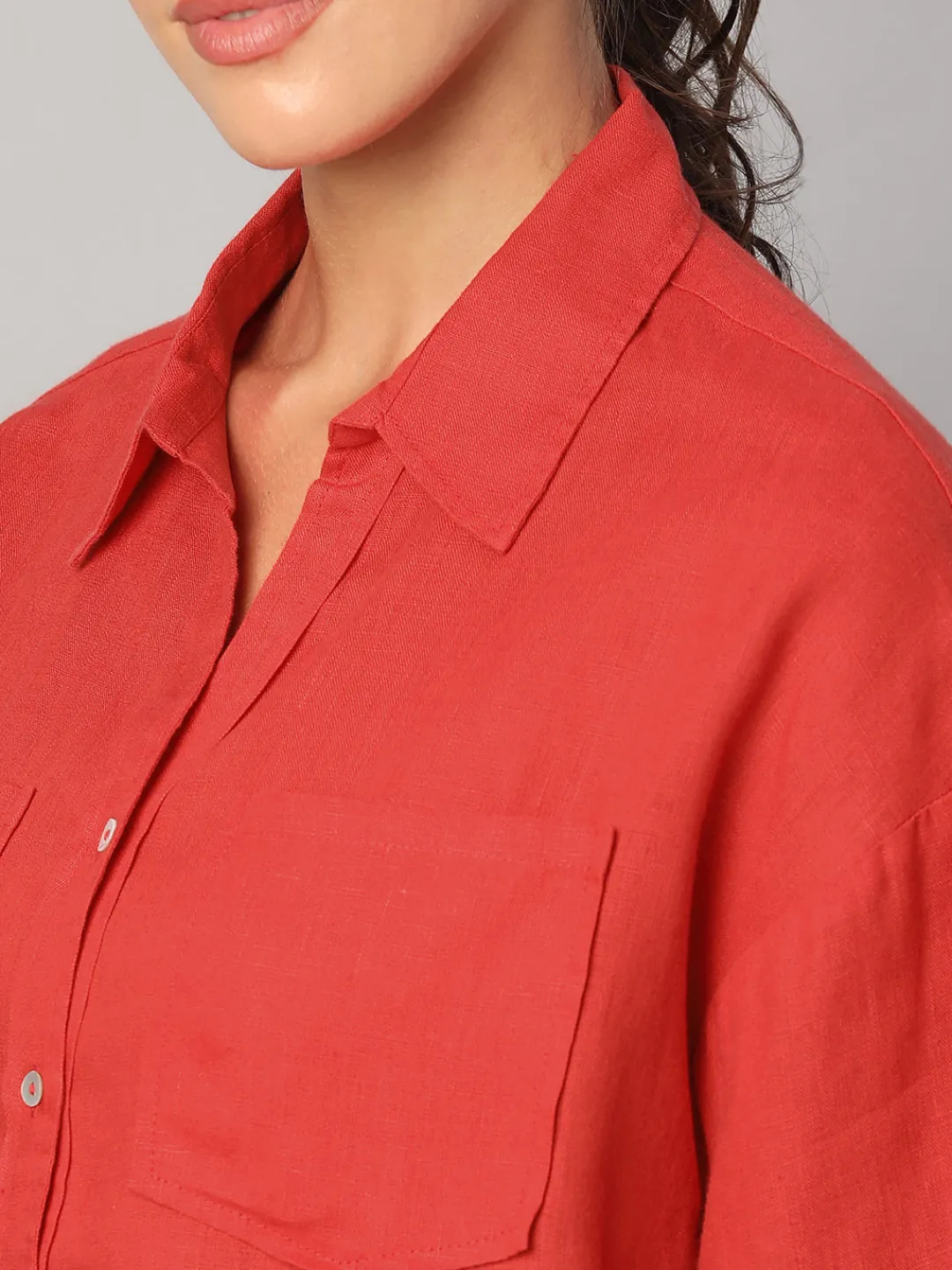Women Cottonworld Tops & Shirts | Tops & Shirts^Women's 100% Linen Boxy Fit Blouse