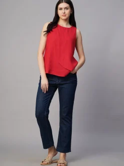 Women Cottonworld Tops & Shirts | Tops & Shirts^Women's 100% Linen Regular Fit Blouse