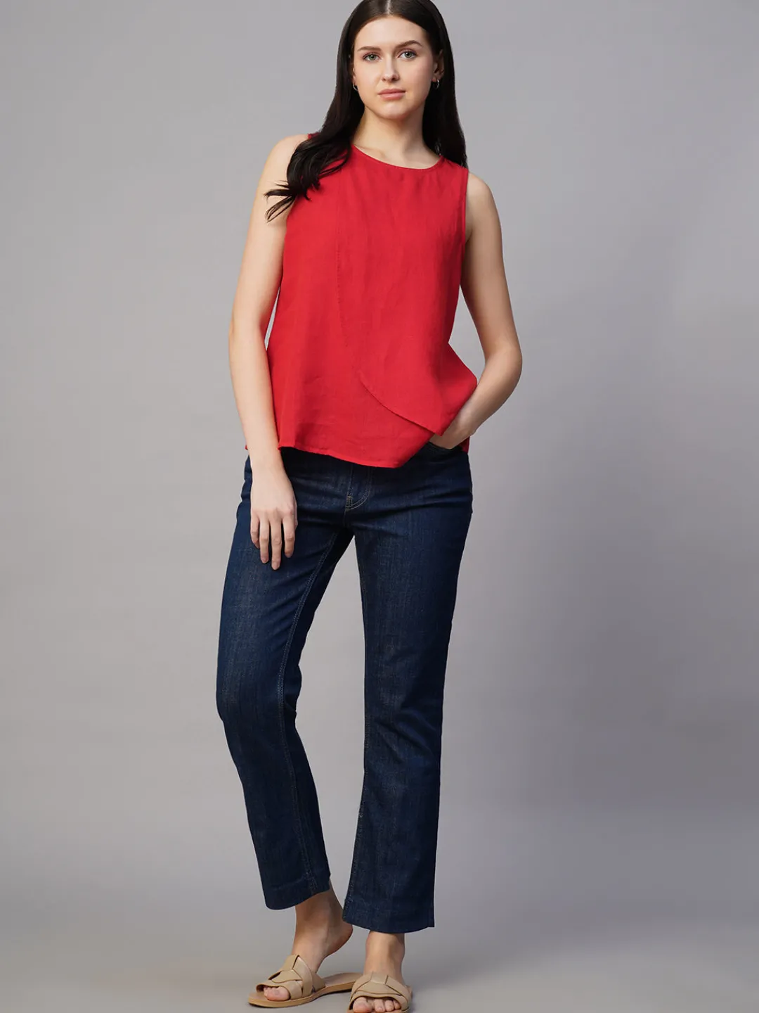 Women Cottonworld Tops & Shirts | Tops & Shirts^Women's 100% Linen Regular Fit Blouse