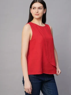 Women Cottonworld Tops & Shirts | Tops & Shirts^Women's 100% Linen Regular Fit Blouse