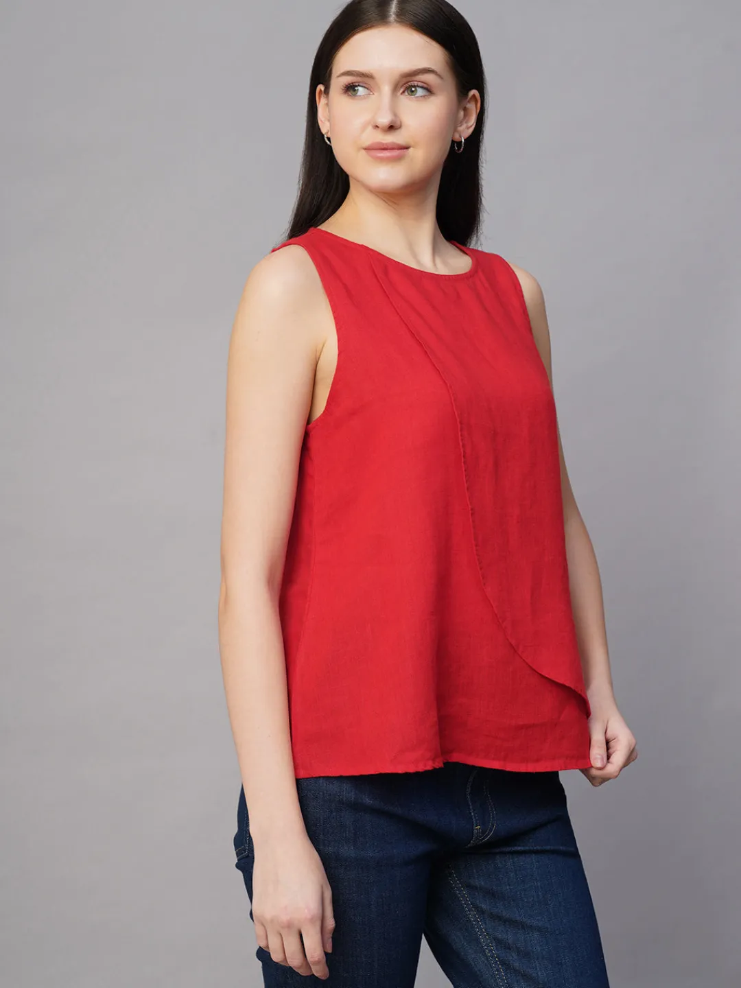 Women Cottonworld Tops & Shirts | Tops & Shirts^Women's 100% Linen Regular Fit Blouse