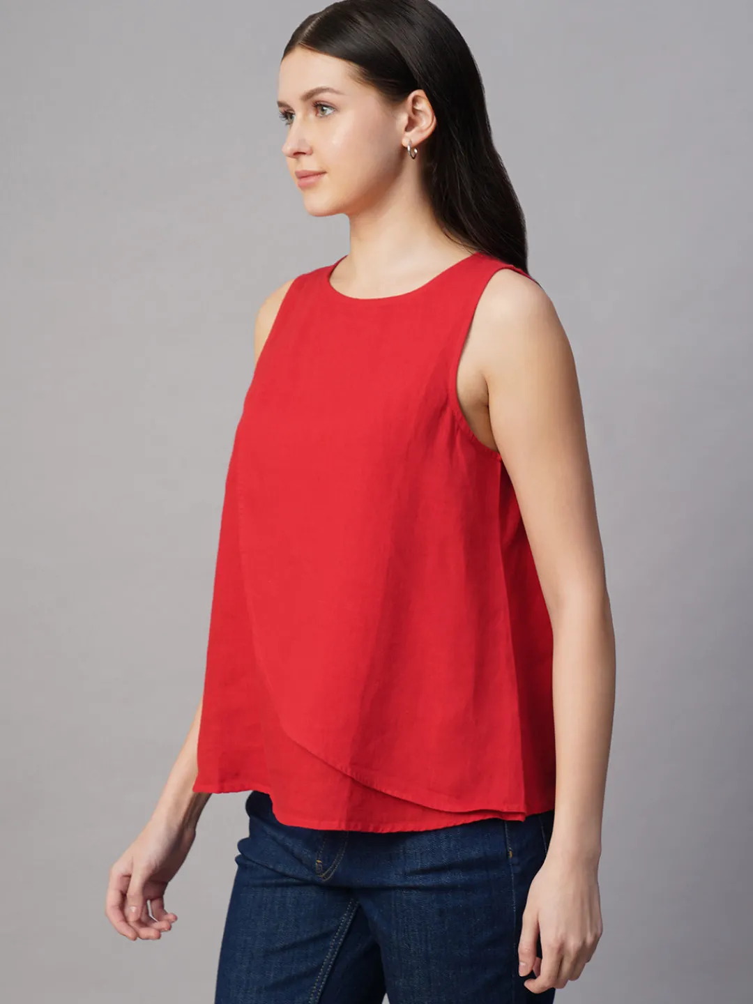 Women Cottonworld Tops & Shirts | Tops & Shirts^Women's 100% Linen Regular Fit Blouse