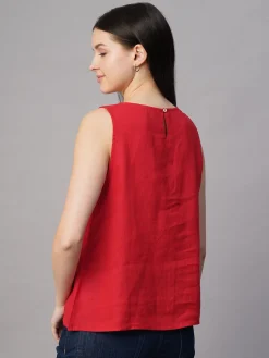 Women Cottonworld Tops & Shirts | Tops & Shirts^Women's 100% Linen Regular Fit Blouse