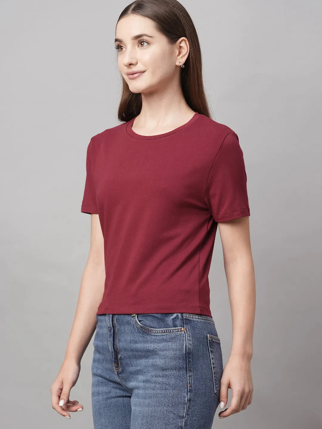 Women Cottonworld Round Neck | Regular Fit^Women's Cotton Elastane Regular Fit Tshirt