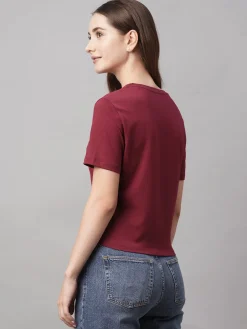 Women Cottonworld Round Neck | Regular Fit^Women's Cotton Elastane Regular Fit Tshirt