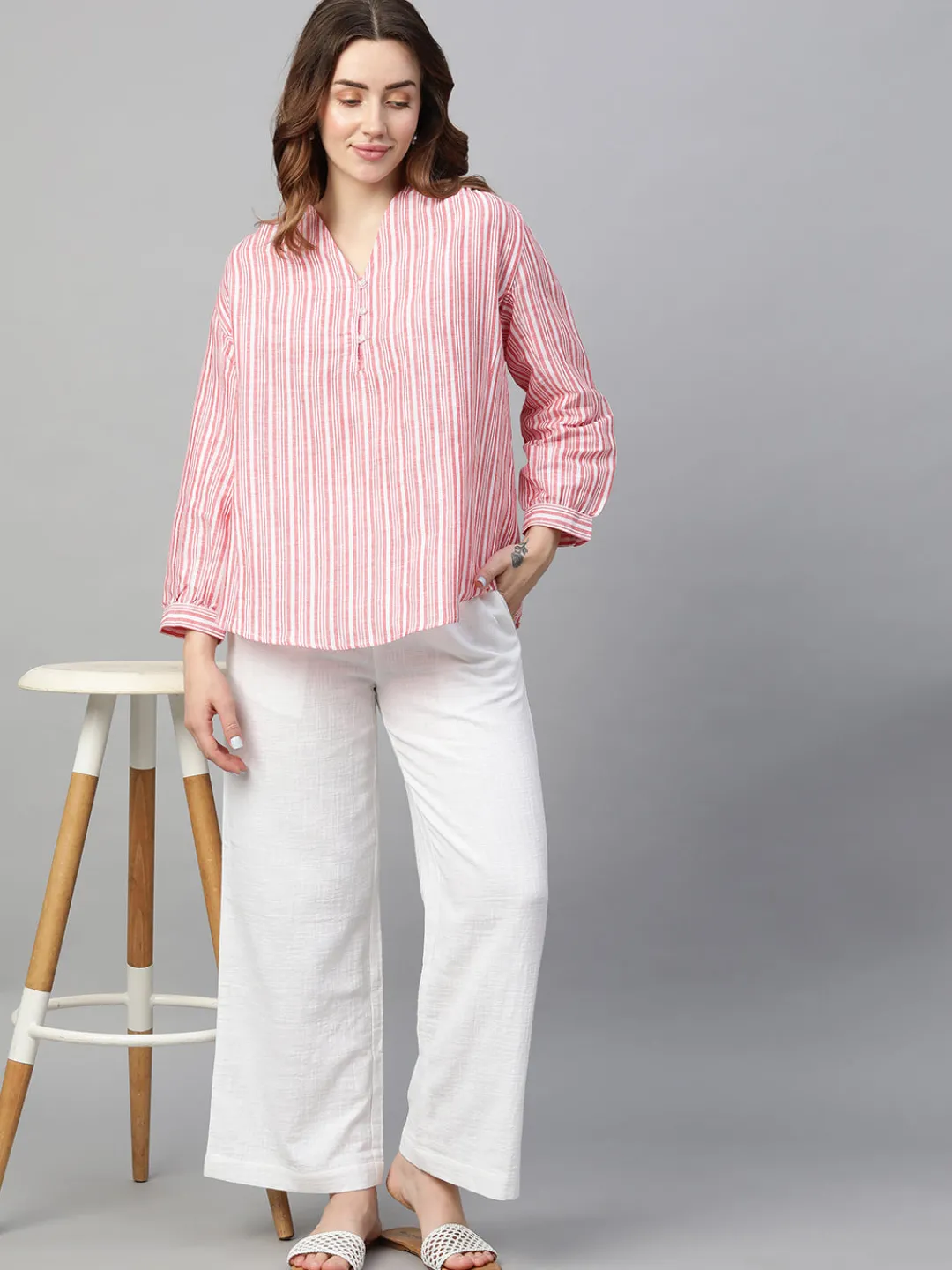 Women Cottonworld Tops & Shirts | Tops & Shirts^Women's Linen Regular Fit Blouse