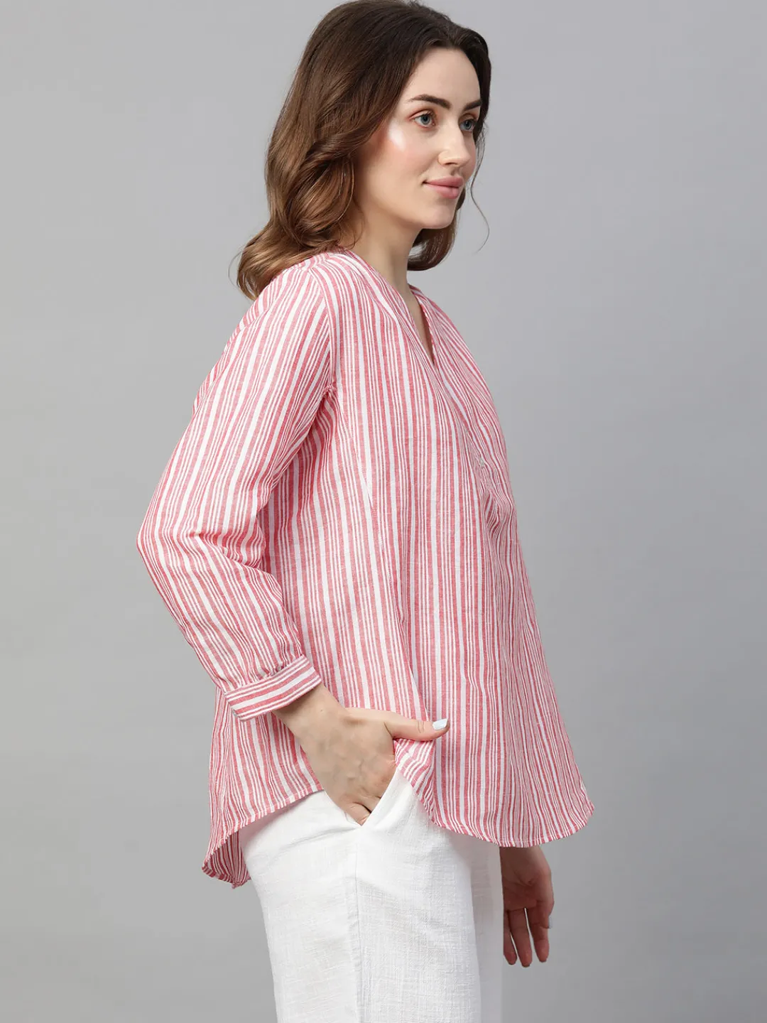Women Cottonworld Tops & Shirts | Tops & Shirts^Women's Linen Regular Fit Blouse