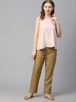 Women Cottonworld Tops & Shirts | Tops & Shirts^Women's 100% Linen Regular Fit Blouse