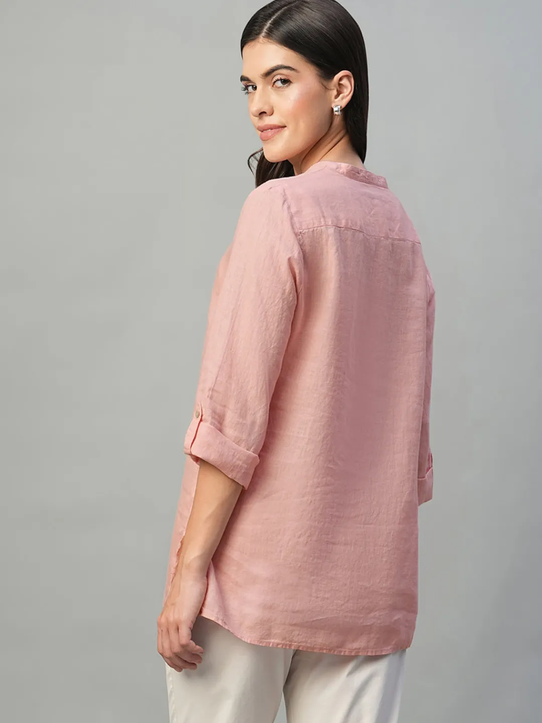 Women Cottonworld Tops & Shirts | Tops & Shirts^Women's 100% Linen Regular Fit Blouse