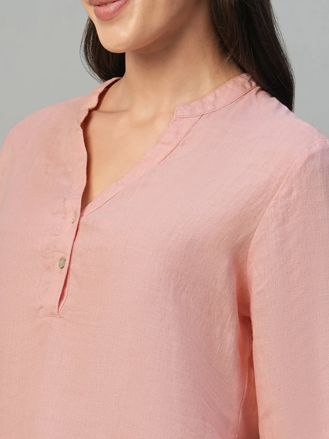Women Cottonworld Tops & Shirts | Tops & Shirts^Women's 100% Linen Regular Fit Blouse