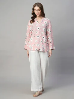 Women Cottonworld Tops & Shirts | Tops & Shirts^Women's Cotton Linen Boxy Fit Blouse