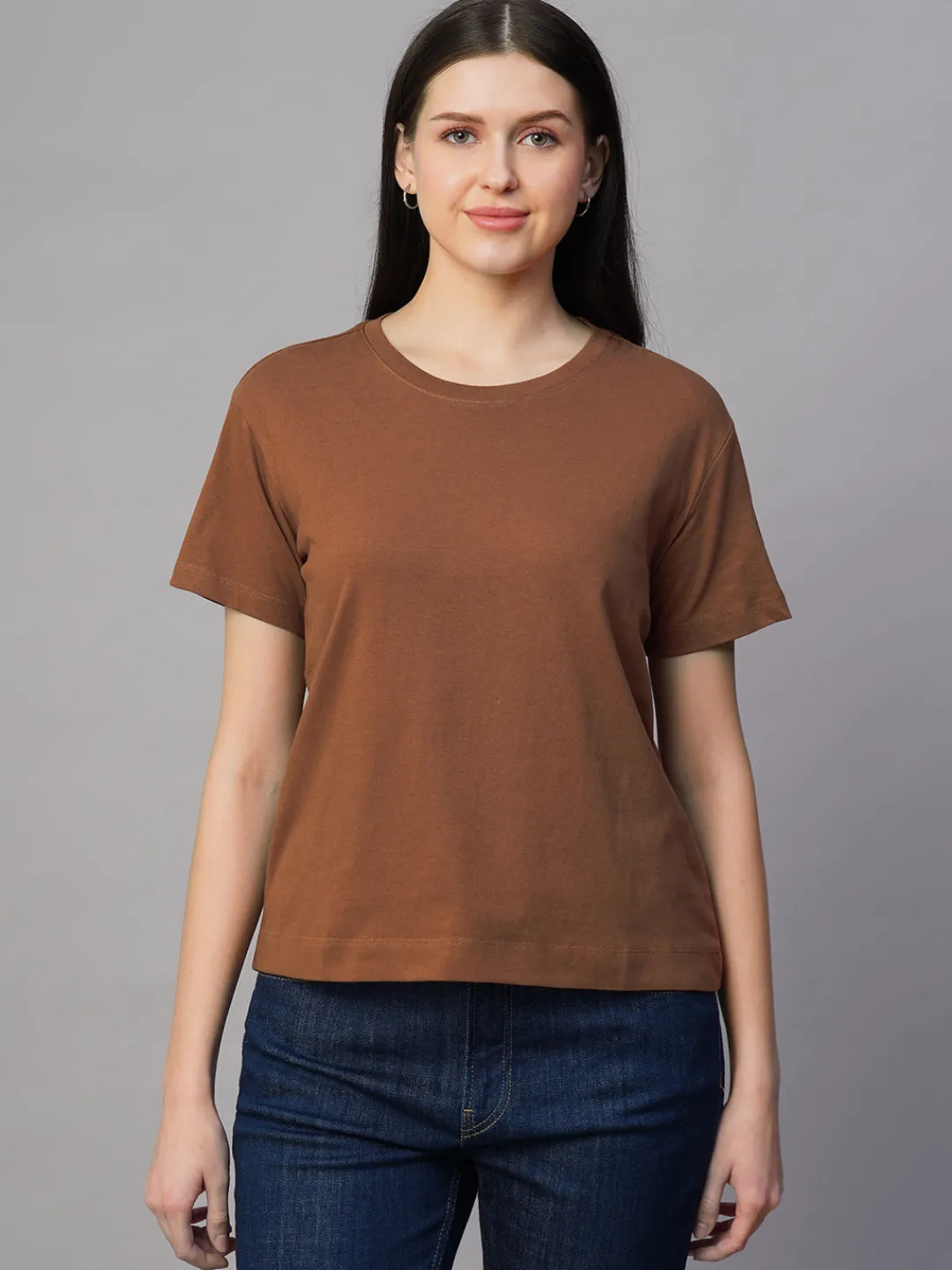 Women Cottonworld Round Neck | Regular Fit^Women's 100% Cotton Regular Fit Tshirt