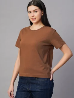 Women Cottonworld Round Neck | Regular Fit^Women's 100% Cotton Regular Fit Tshirt