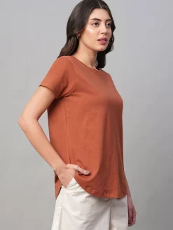 Women Cottonworld Round Neck | Regular Fit^Women's 100% Cotton Regular Fit Tshirt