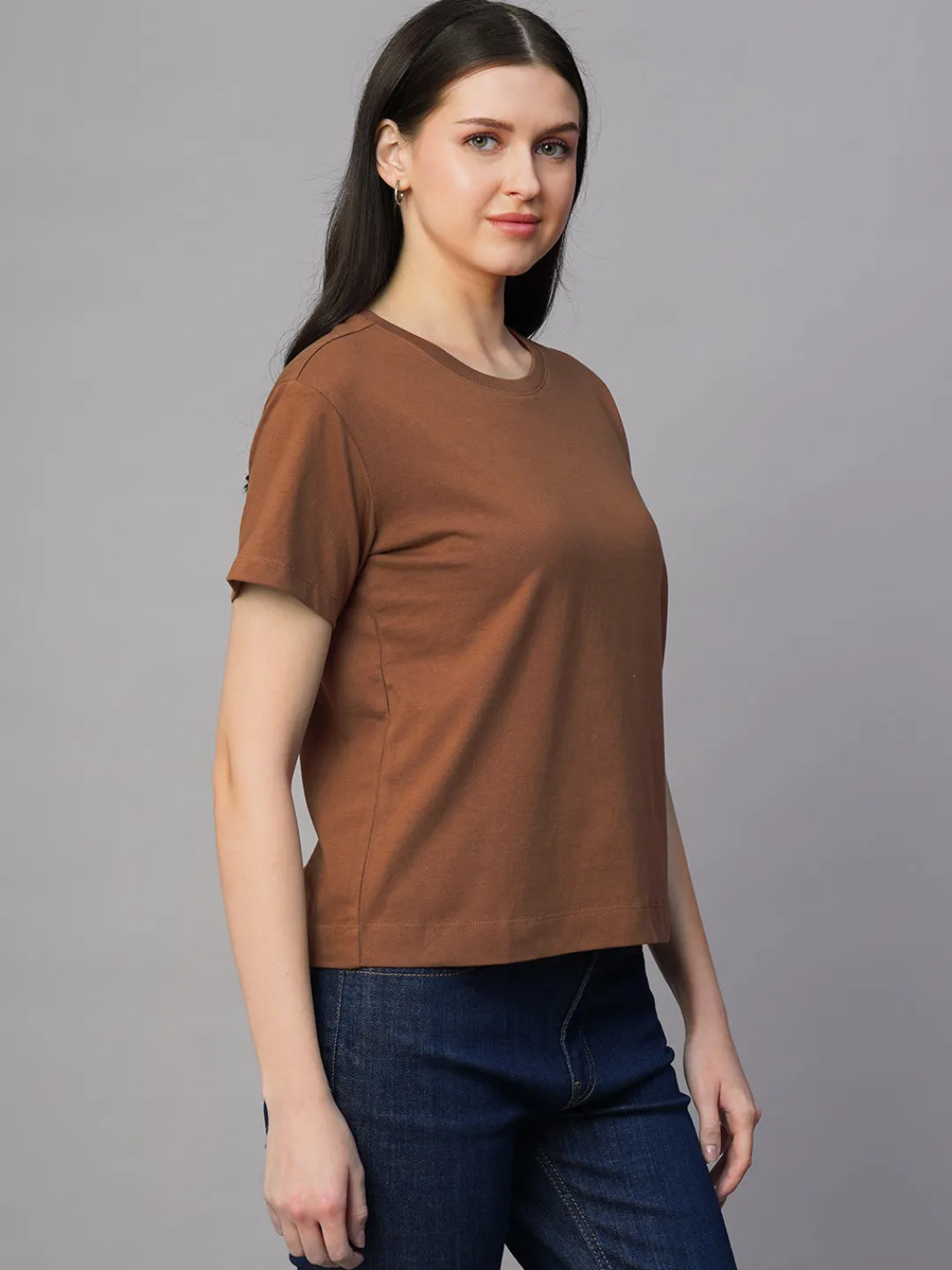 Women Cottonworld Round Neck | Regular Fit^Women's 100% Cotton Regular Fit Tshirt