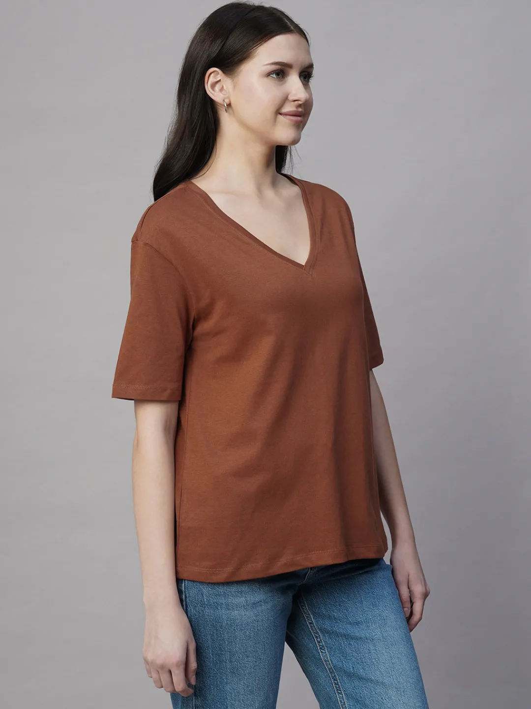 Women Cottonworld V-Neck | Regular Fit^Women's 100% Cotton Regular Fit Tshirt