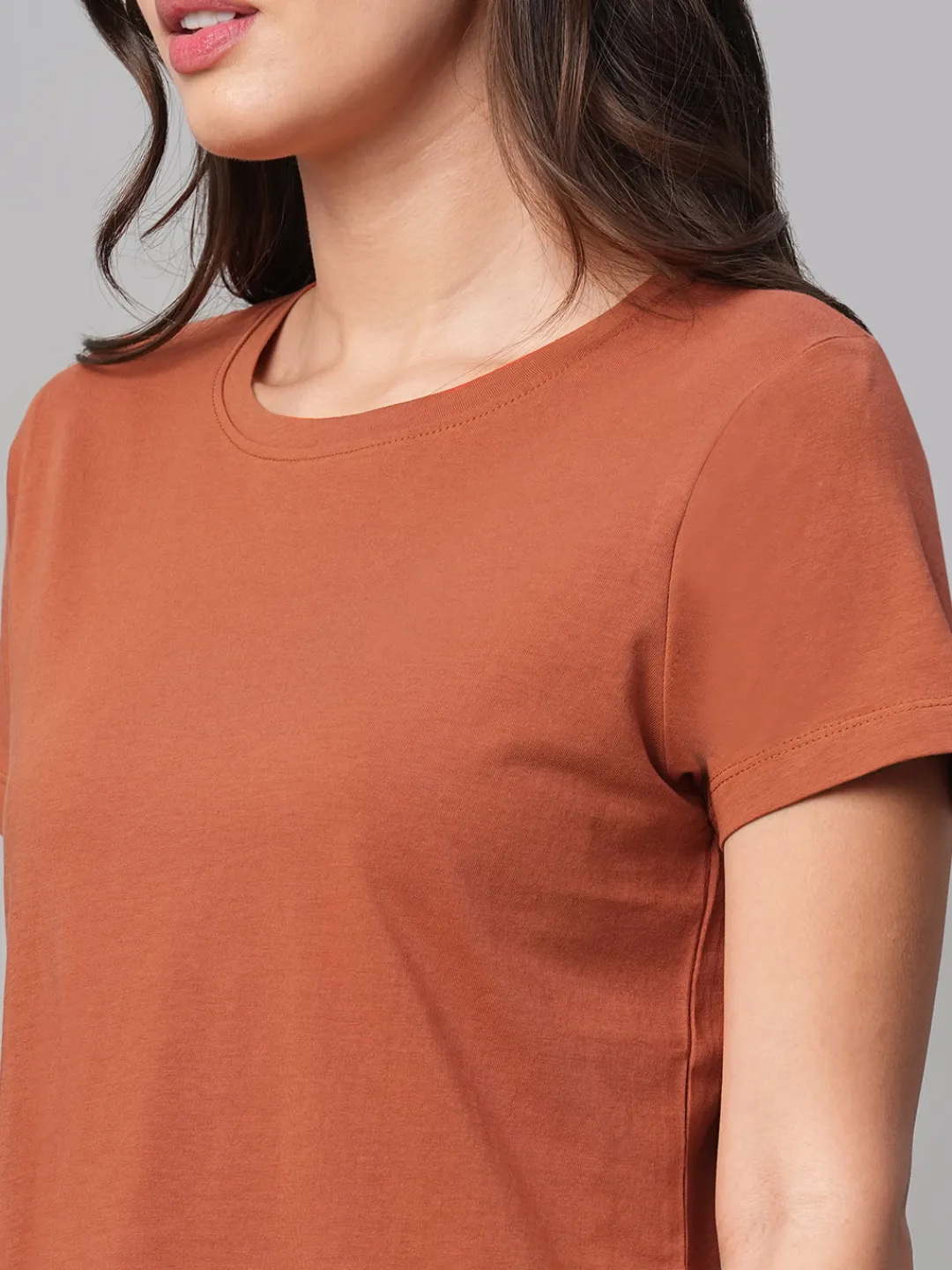 Women Cottonworld Round Neck | Regular Fit^Women's 100% Cotton Regular Fit Tshirt