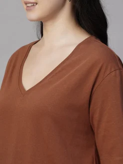 Women Cottonworld V-Neck | Regular Fit^Women's 100% Cotton Regular Fit Tshirt