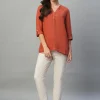 Women Cottonworld Tops & Shirts | Tops & Shirts^Women's 100% Linen Regular Fit Blouse