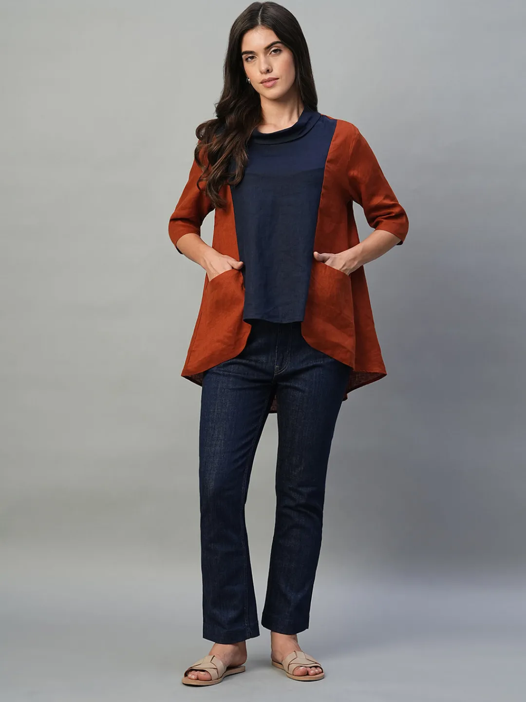 Women Cottonworld Tops & Shirts | Tops & Shirts^Women's 100% Linen Regular Fit Blouse