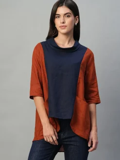 Women Cottonworld Tops & Shirts | Tops & Shirts^Women's 100% Linen Regular Fit Blouse