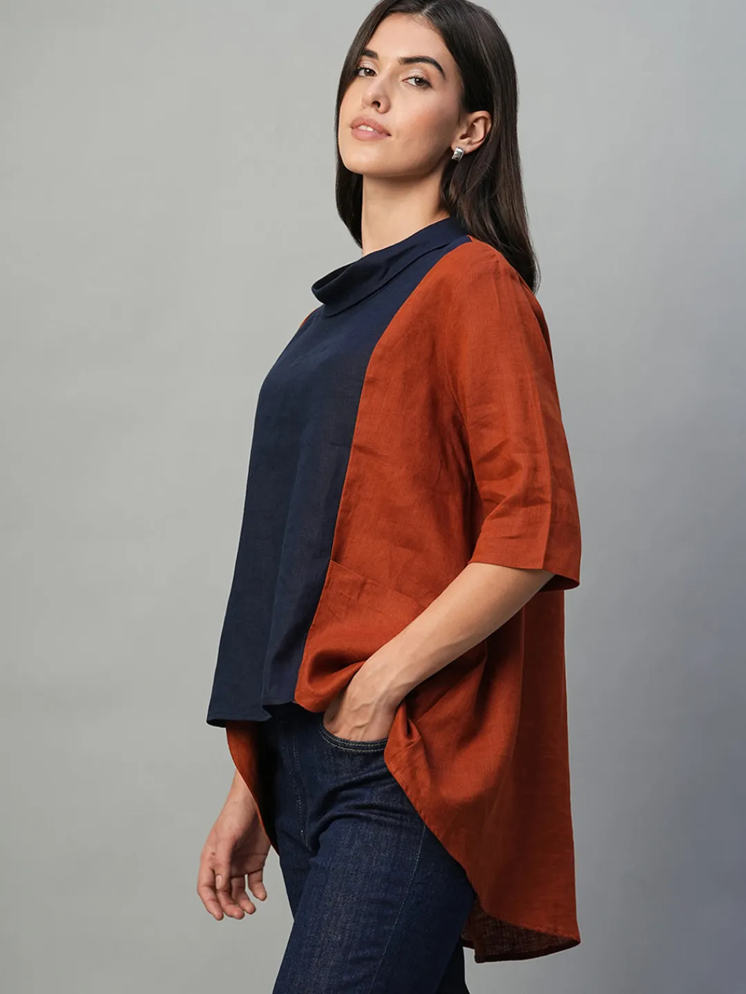 Women Cottonworld Tops & Shirts | Tops & Shirts^Women's 100% Linen Regular Fit Blouse