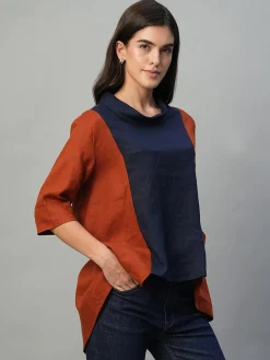 Women Cottonworld Tops & Shirts | Tops & Shirts^Women's 100% Linen Regular Fit Blouse