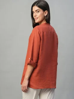 Women Cottonworld Tops & Shirts | Tops & Shirts^Women's 100% Linen Regular Fit Blouse