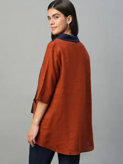 Women Cottonworld Tops & Shirts | Tops & Shirts^Women's 100% Linen Regular Fit Blouse