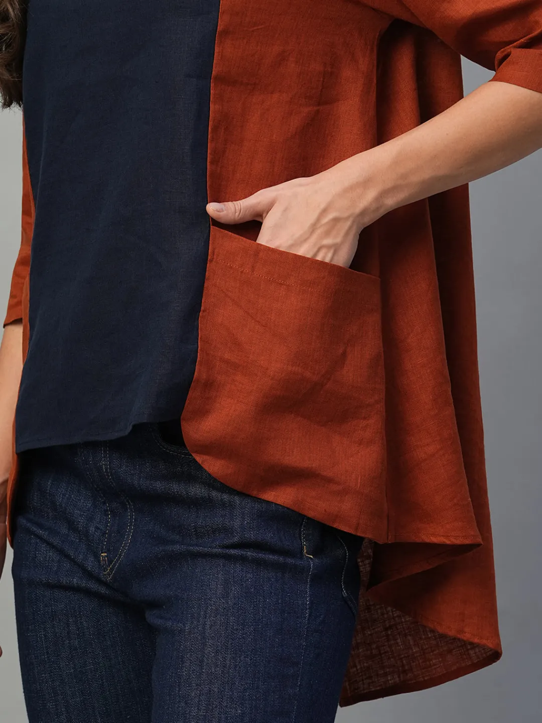 Women Cottonworld Tops & Shirts | Tops & Shirts^Women's 100% Linen Regular Fit Blouse