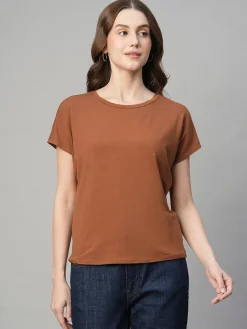 Women Cottonworld Round Neck | Regular Fit^Women's Cotton Bamboo Elastane Regular Fit Tshirt