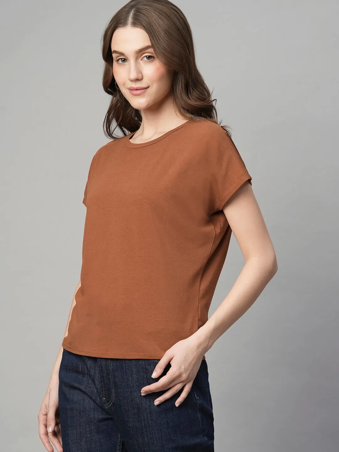 Women Cottonworld Round Neck | Regular Fit^Women's Cotton Bamboo Elastane Regular Fit Tshirt