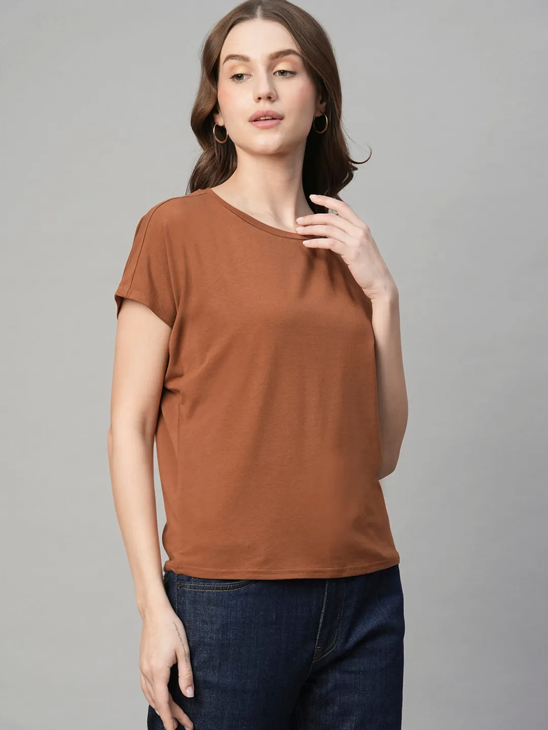 Women Cottonworld Round Neck | Regular Fit^Women's Cotton Bamboo Elastane Regular Fit Tshirt