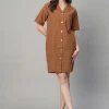 Women Cottonworld Dresses | Dresses^Women's Cotton Linen Regular Fit Dress