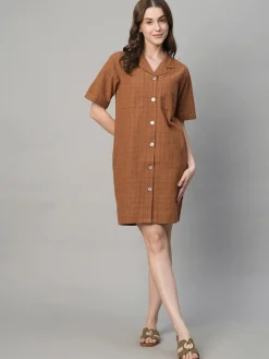 Women Cottonworld Dresses | Dresses^Women's Cotton Linen Regular Fit Dress