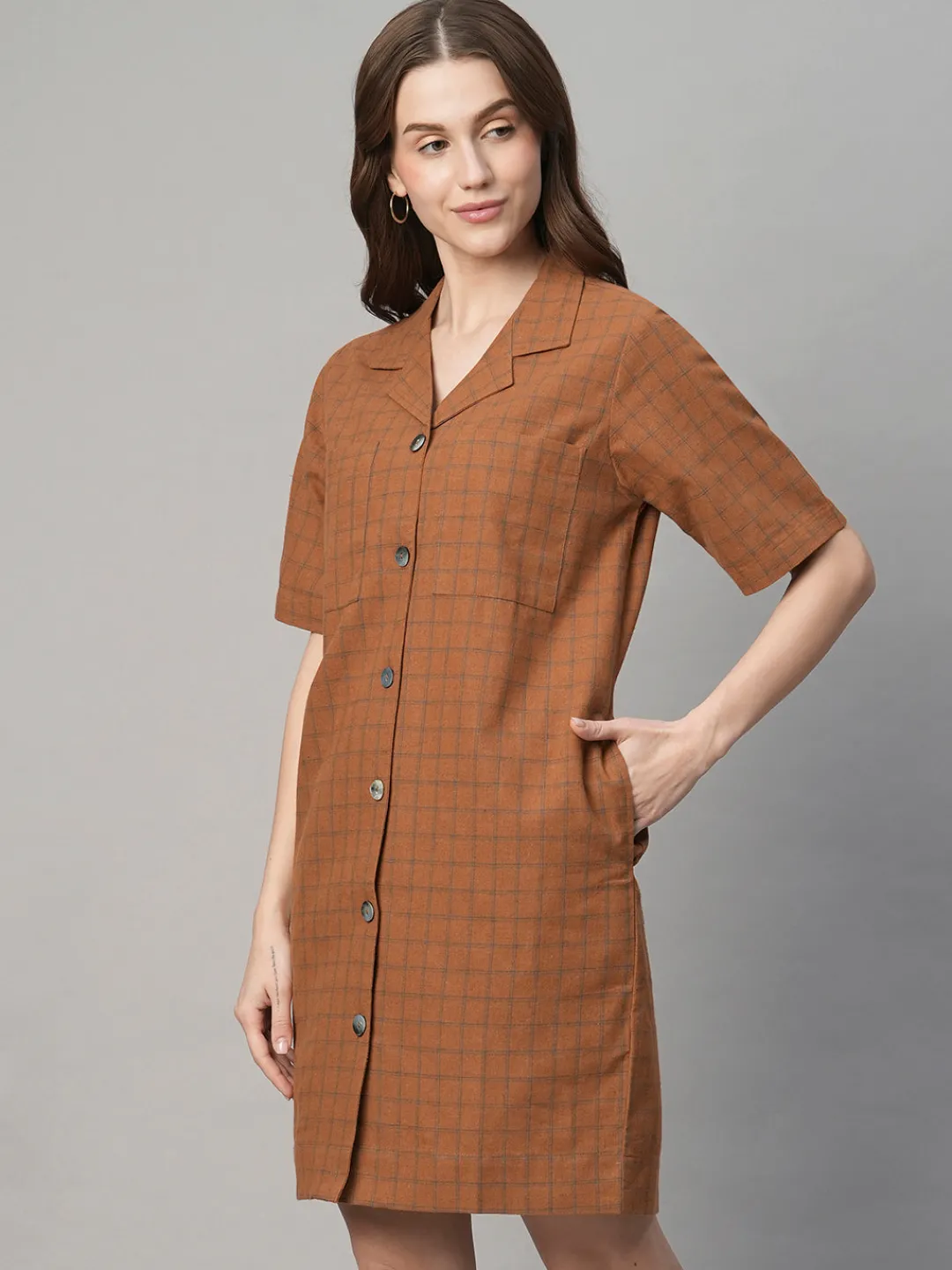 Women Cottonworld Dresses | Dresses^Women's Cotton Linen Regular Fit Dress