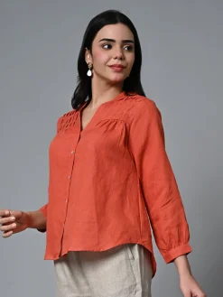 Women Cottonworld Tops & Shirts | Tops & Shirts^Women's Linen Regular Fit Blouse