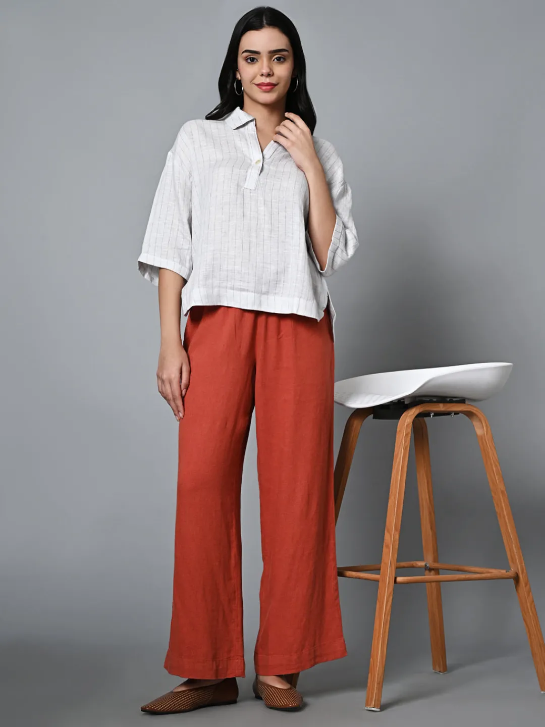 Women Cottonworld Trousers | Womens Co-Ord Sets^Women's Linen Viscose Regular Fit Pant