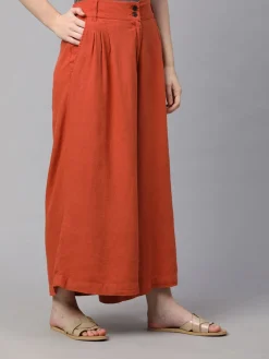 Women Cottonworld Culottes^Women's Linen Viscose Regular Fit Culotte