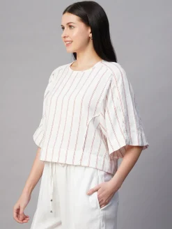 Women Cottonworld Tops & Shirts | Tops & Shirts^Women's al Cotton Linen Boxy Fit Blouse