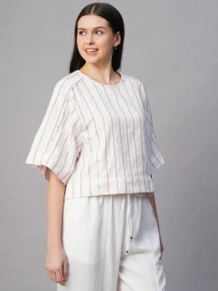 Women Cottonworld Tops & Shirts | Tops & Shirts^Women's al Cotton Linen Boxy Fit Blouse