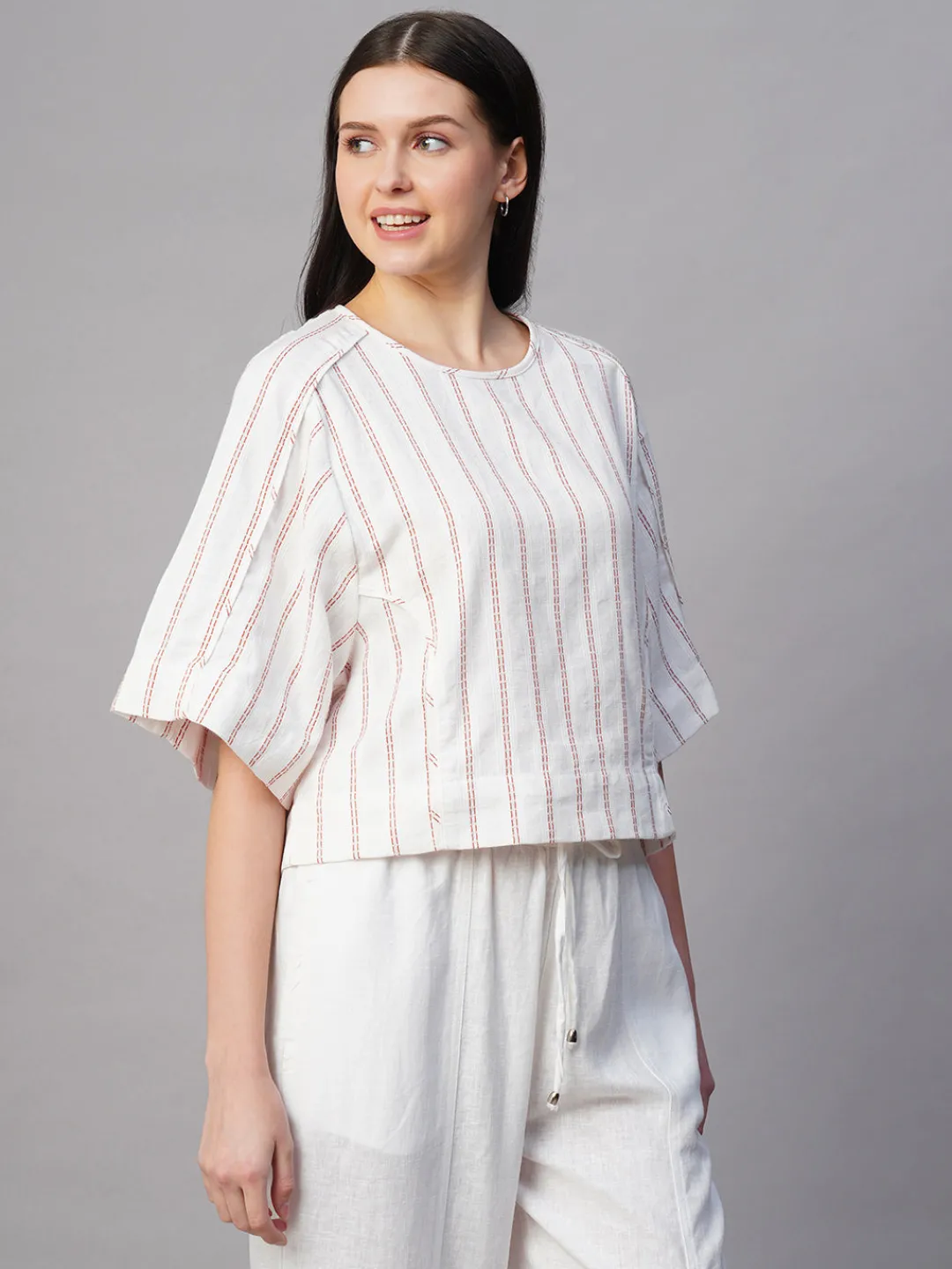 Women Cottonworld Tops & Shirts | Tops & Shirts^Women's al Cotton Linen Boxy Fit Blouse
