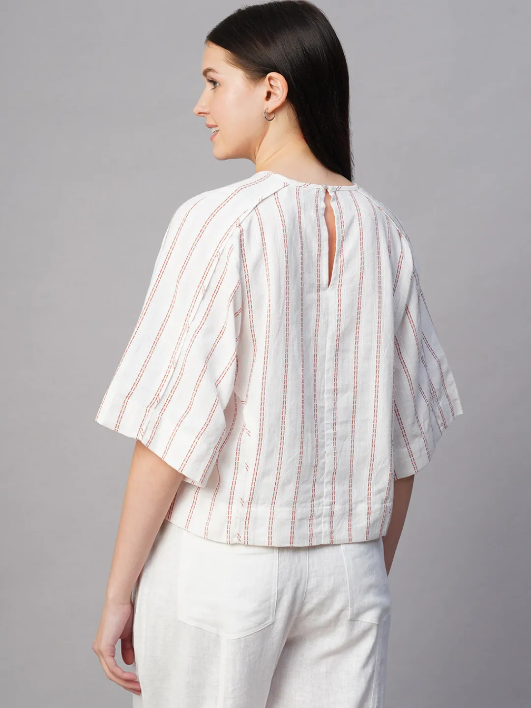Women Cottonworld Tops & Shirts | Tops & Shirts^Women's al Cotton Linen Boxy Fit Blouse